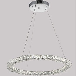 Luminária pendente de cristal moderna em forma de anel, lustre de cristal moderno, luminária de teto interna, luminária regulável com controle remoto