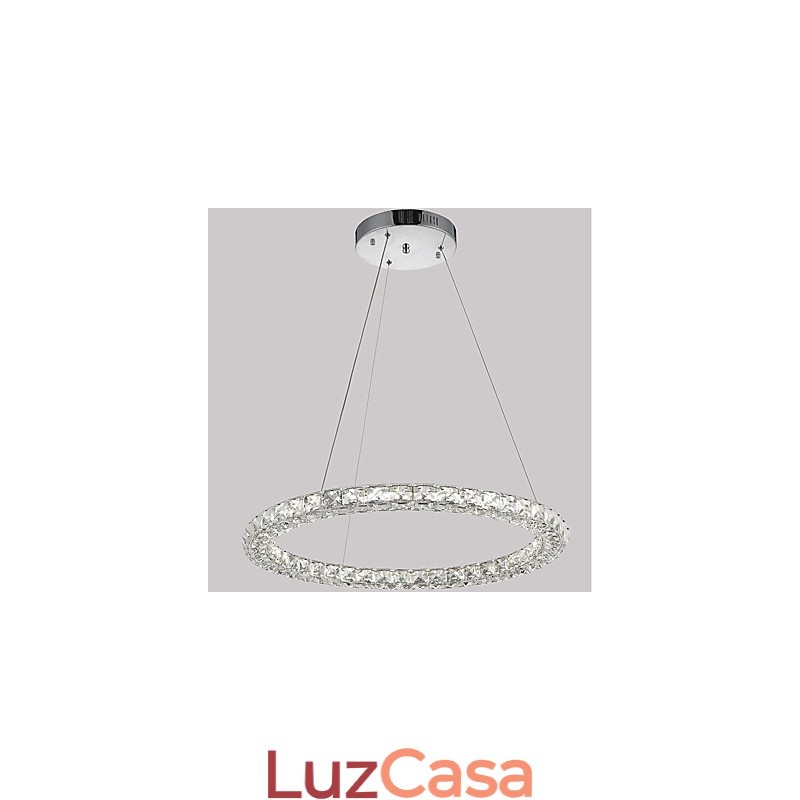 Luminária pendente de cristal moderna em forma de anel, lustre de cristal moderno, luminária de teto interna, luminária regulável com controle remoto