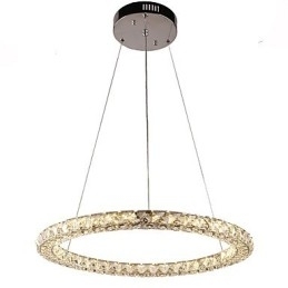 Luminária pendente de cristal moderna em forma de anel, lustre de cristal moderno, luminária de teto interna, luminária regulável com controle remoto
