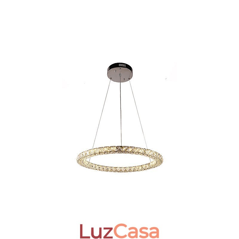 Luminária pendente de cristal moderna em forma de anel, lustre de cristal moderno, luminária de teto interna, luminária regulável com controle remoto