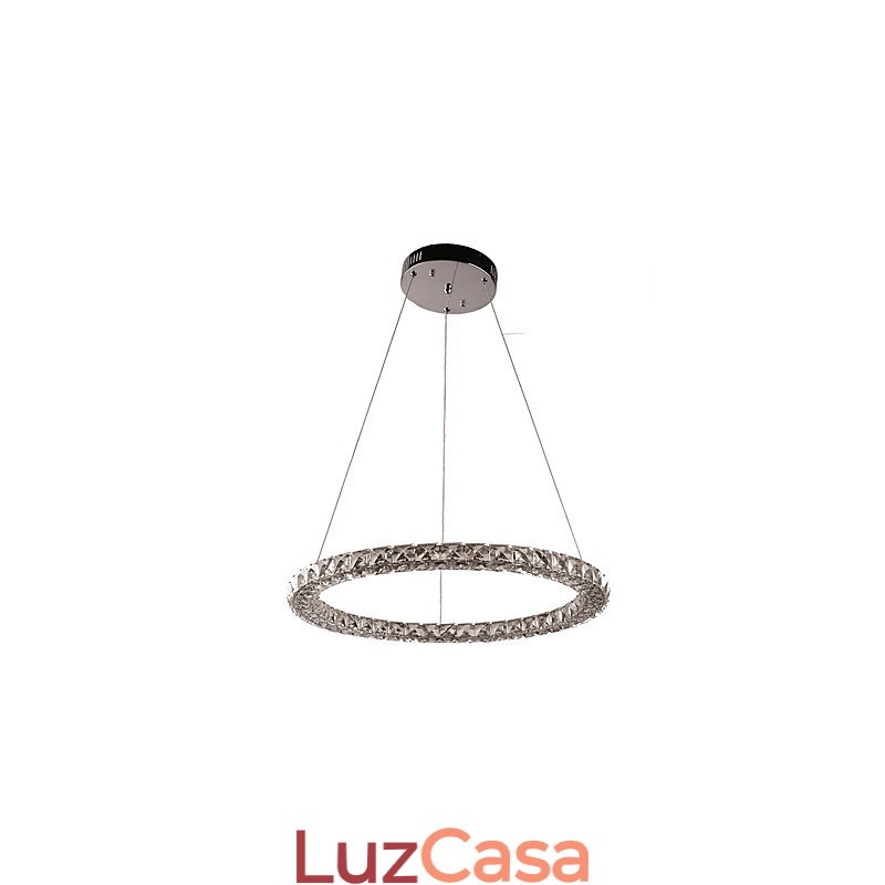 Luminária pendente de cristal moderna em forma de anel, lustre de cristal moderno, luminária de teto interna, luminária regulável com controle remoto