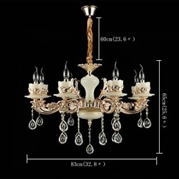 Recurso de liga de zinco clássico tradicional para lustre de metal estilo mini cristal com 8 lâmpadas