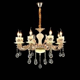 Recurso de liga de zinco clássico tradicional para lustre de metal estilo mini cristal com 8 lâmpadas