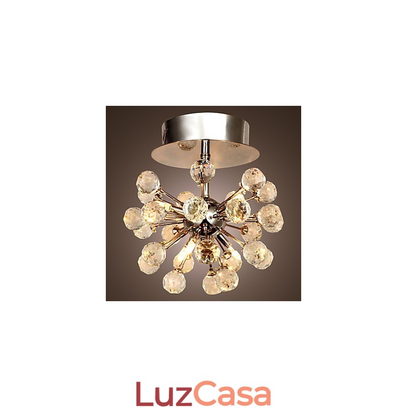 Lustre moderno contemporâneo de cristal estilo mini metal cromado montagem embutida