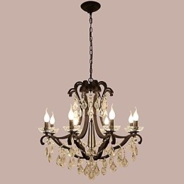 Lustre de cristal de 8 luzes moderno contemporâneo tradicional clássico rústico lodge vintage retrô lanterna tambor pintura country