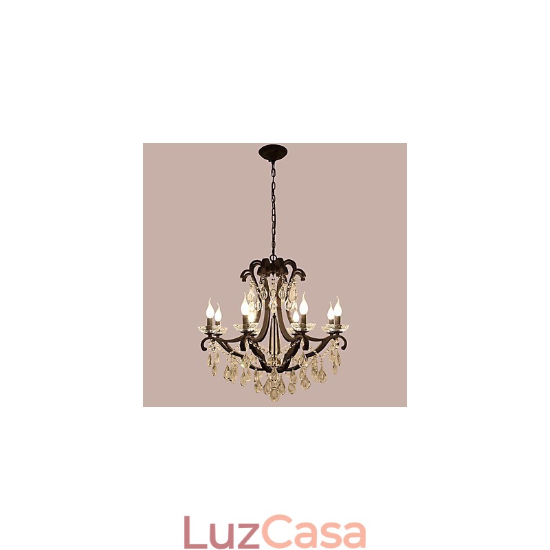 Lustre de cristal de 8 luzes moderno contemporâneo tradicional clássico rústico lodge vintage retrô lanterna tambor pintura country