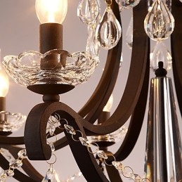 Lustre de cristal de 8 luzes moderno contemporâneo tradicional clássico rústico lodge vintage retrô lanterna tambor pintura country