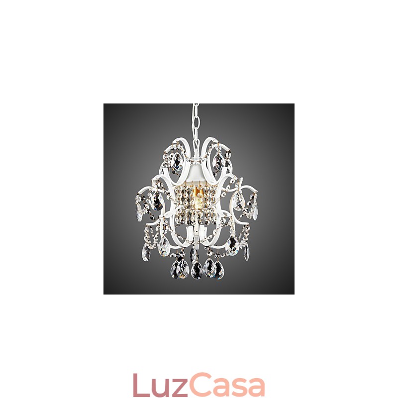 Lustre de pintura de ferro com lâmpada de iluminação moderna de cristal transparente
