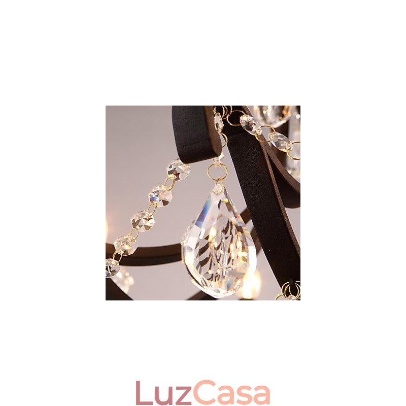 Lustre de cristal de 8 luzes moderno contemporâneo tradicional clássico rústico lodge vintage retrô lanterna tambor pintura country