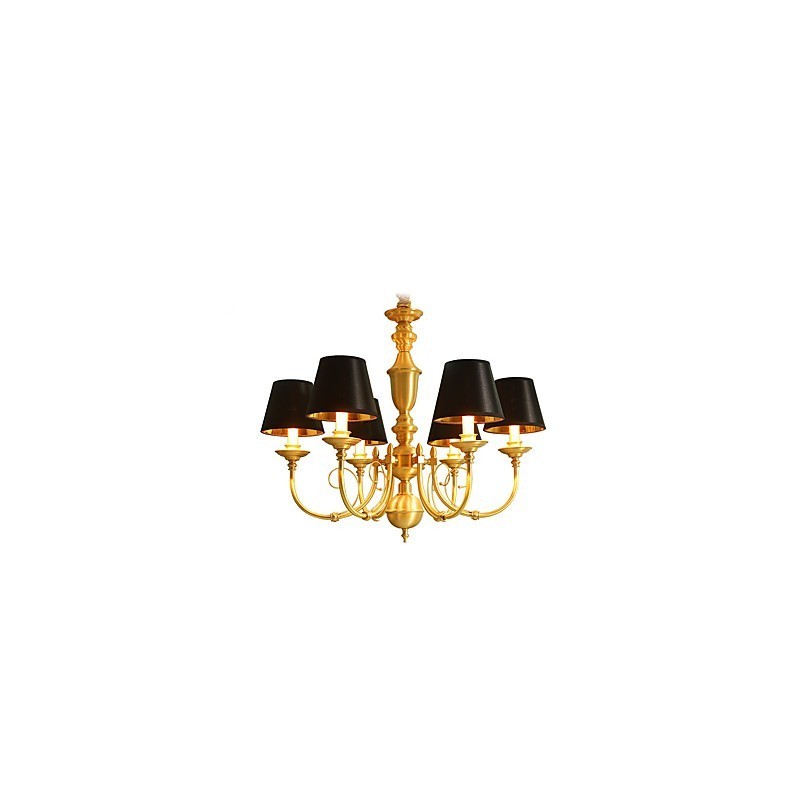 Lustre Tradicional Clássico Country Latão Recurso para Mini Estilo Metal 6 Lâmpadas
