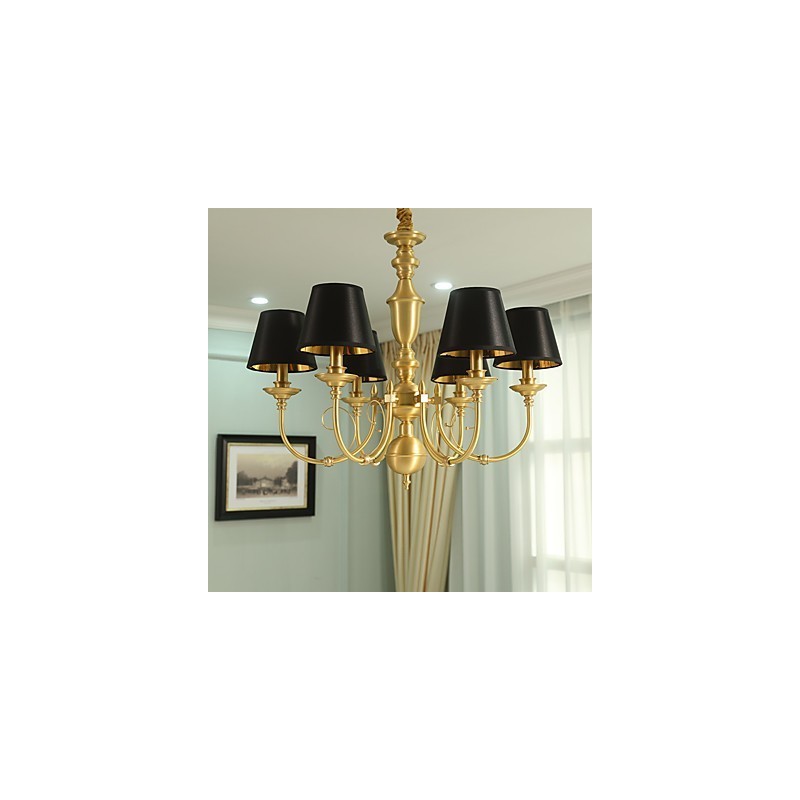 Lustre Tradicional Clássico Country Latão Recurso para Mini Estilo Metal 6 Lâmpadas