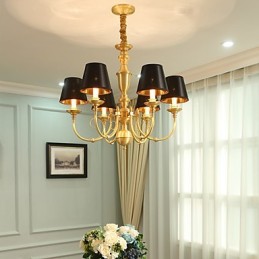 Lustre Tradicional Clássico Country Latão Recurso para Mini Estilo Metal 6 Lâmpadas