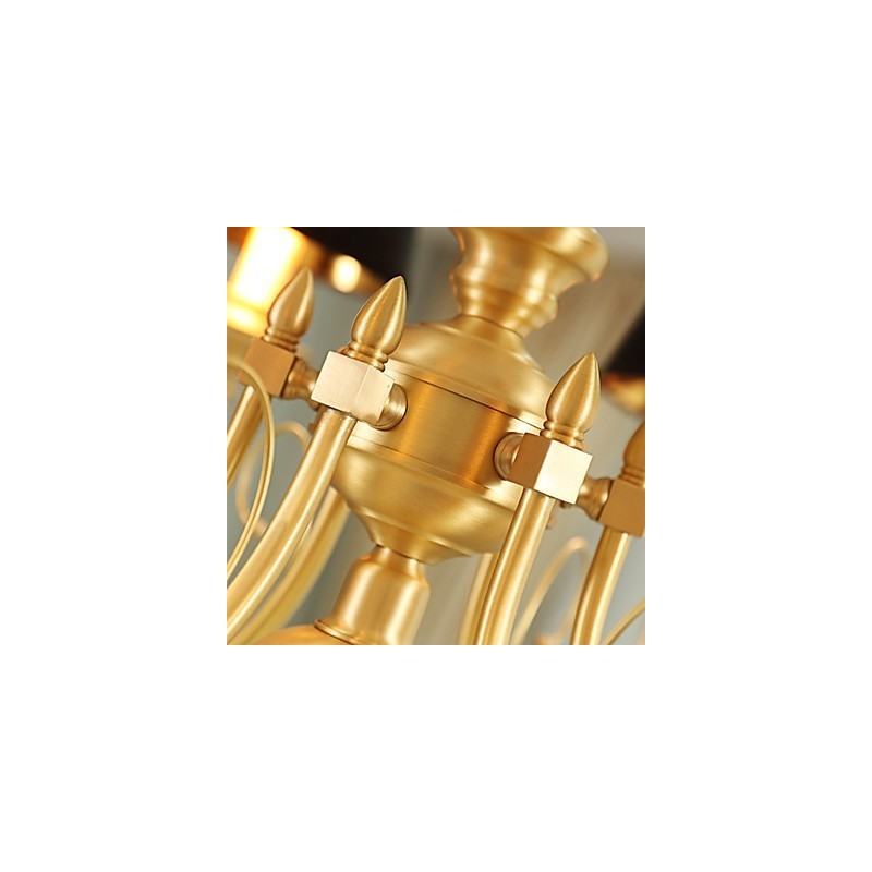 Lustre Tradicional Clássico Country Latão Recurso para Mini Estilo Metal 6 Lâmpadas