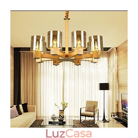 Luminária pendente fashion Mesa Madeira Tampa de vidro Luminária pendente fashion Mesa Madeira Tampa de vidro