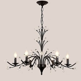 Lustre de cristal com 6 luzes, moderno, contemporâneo, tradicional, clássico, vintage, retrô, pintura country, recurso