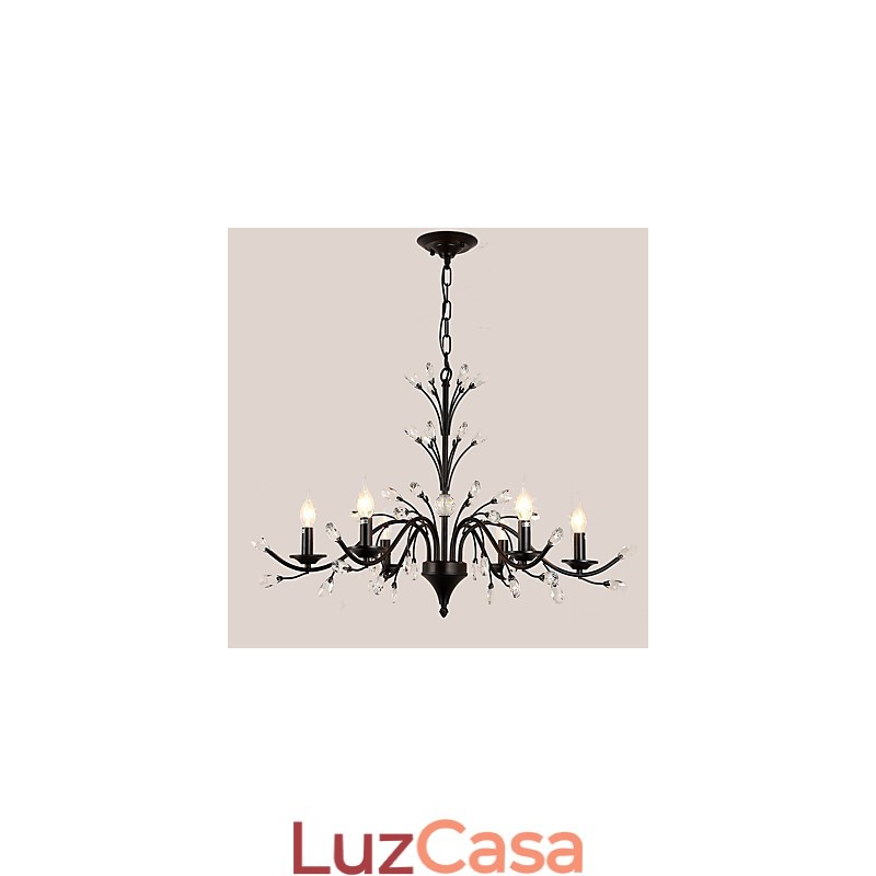 Lustre de cristal com 6 luzes, moderno, contemporâneo, tradicional, clássico, vintage, retrô, pintura country, recurso
