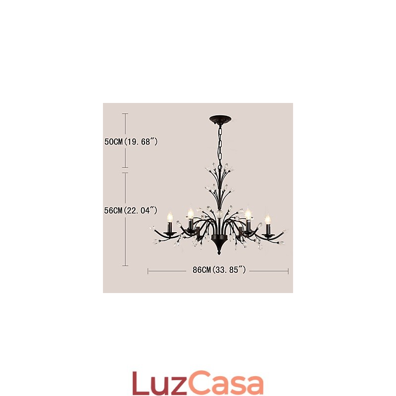 Lustre de cristal com 6 luzes, moderno, contemporâneo, tradicional, clássico, vintage, retrô, pintura country, recurso