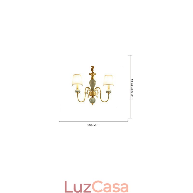 Lustre de latão tradicional clássico country para estilo mini metal com 3 lâmpadas
