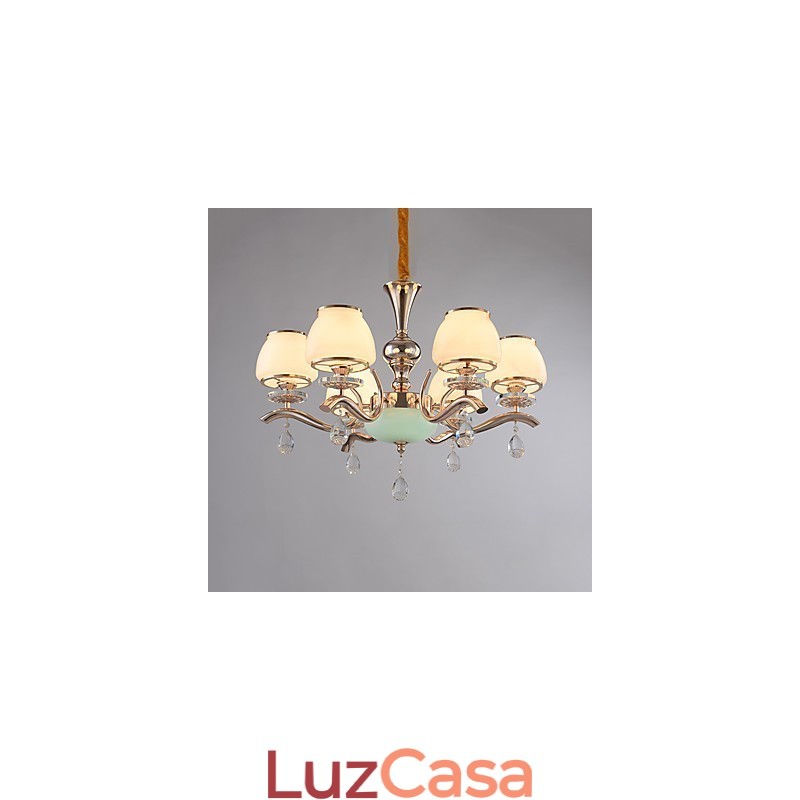 Lustre moderno contemporâneo galvanizado com recurso para metal cristal
