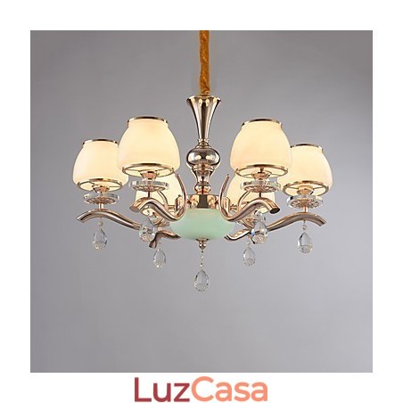 Lustre moderno contemporâneo galvanizado com recurso para metal cristal