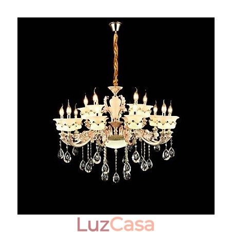 Recurso de liga de zinco clássico tradicional para estilo mini cristal metal jardim interno 15 lâmpadas lustre Recurso de liga de zinco clássico tradicional para estilo mini cristal metal jardim interno 15 lâmpadas lustre