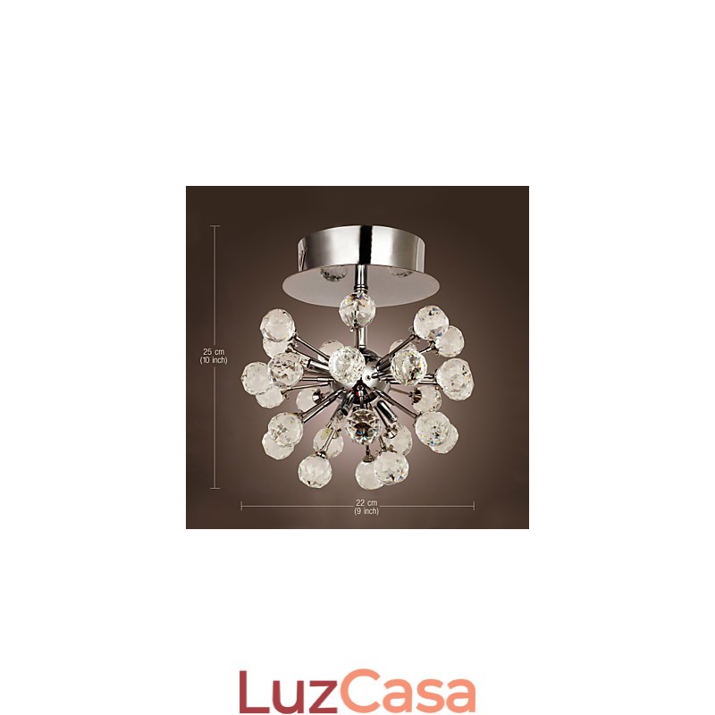 Lustre moderno contemporâneo de cristal estilo mini metal cromado montagem embutida