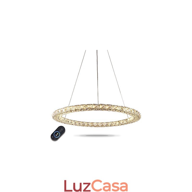 Anel de cristal pingente luz moderna lustre de cristal luzes de teto luminárias internas reguláveis com controle remoto