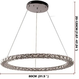 Anel de cristal pingente luz moderna lustre de cristal luzes de teto luminárias internas reguláveis com controle remoto