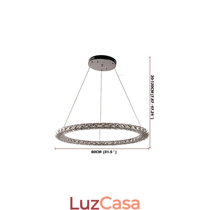 Anel de cristal pingente luz moderna lustre de cristal luzes de teto luminárias internas reguláveis com controle remoto