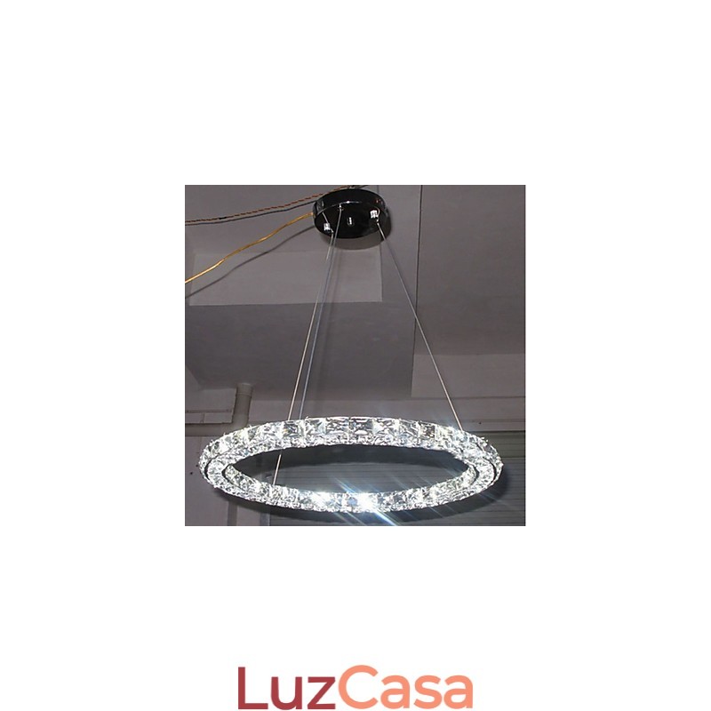 Anel de cristal pingente luz moderna lustre de cristal luzes de teto luminárias internas reguláveis com controle remoto