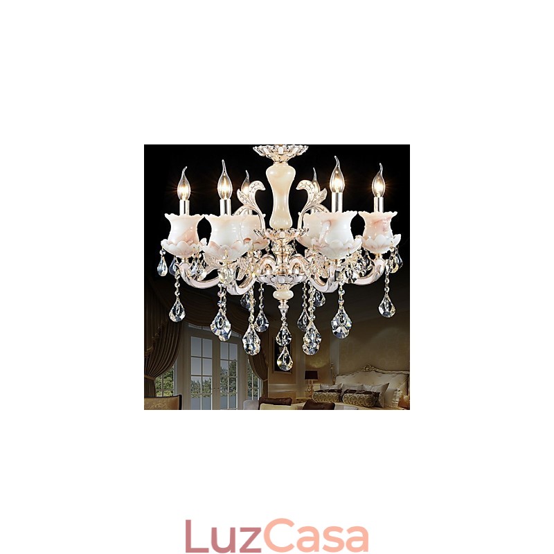 Luminária pendente de cristal de vela de liga de zinco estilo europeu