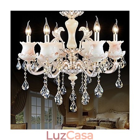 Luminária pendente de cristal de vela de liga de zinco estilo europeu Luminária pendente de cristal de vela de liga de zinco estilo europeu