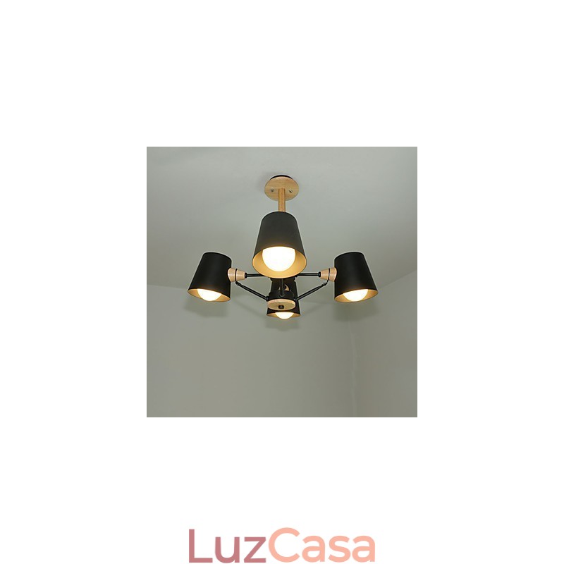 4 Luz Multi Cores Macaron Madeira Vintage Pintura Característica Lustre de Metal