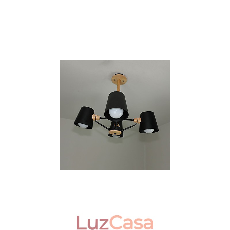 4 Luz Multi Cores Macaron Madeira Vintage Pintura Característica Lustre de Metal