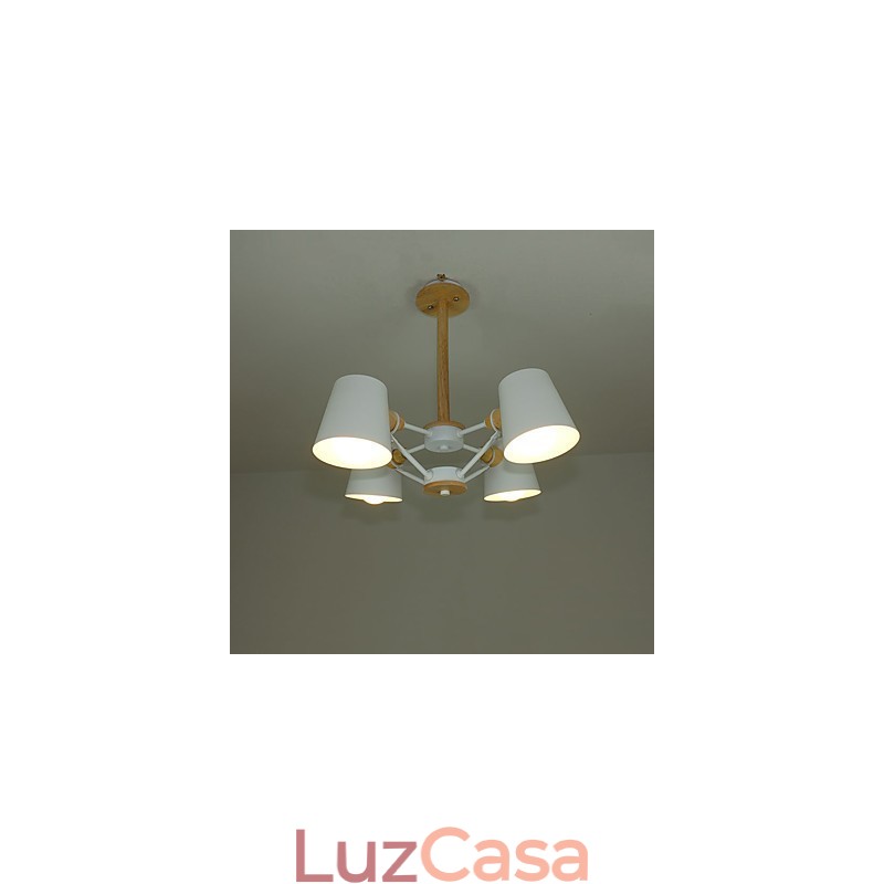 4 Luz Multi Cores Macaron Madeira Vintage Pintura Característica Lustre de Metal
