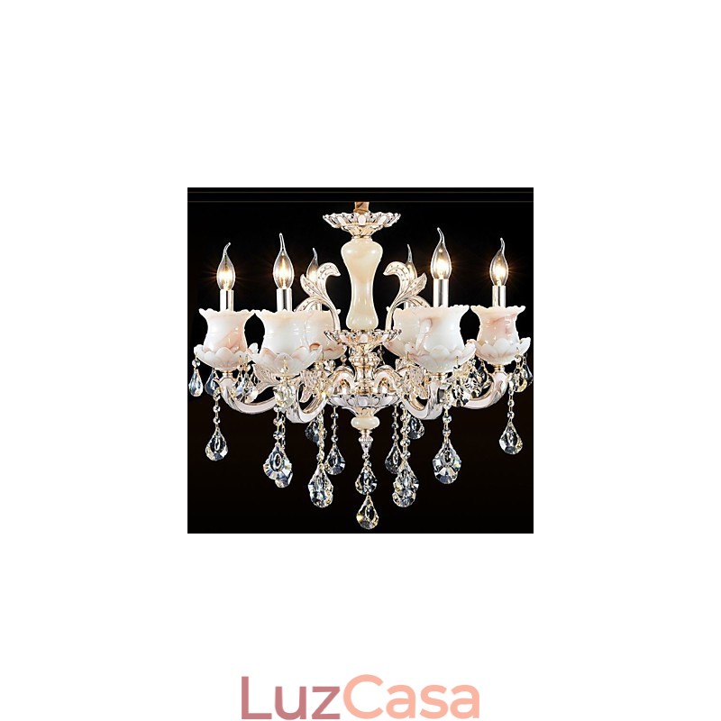 Luminária pendente de cristal de vela de liga de zinco estilo europeu