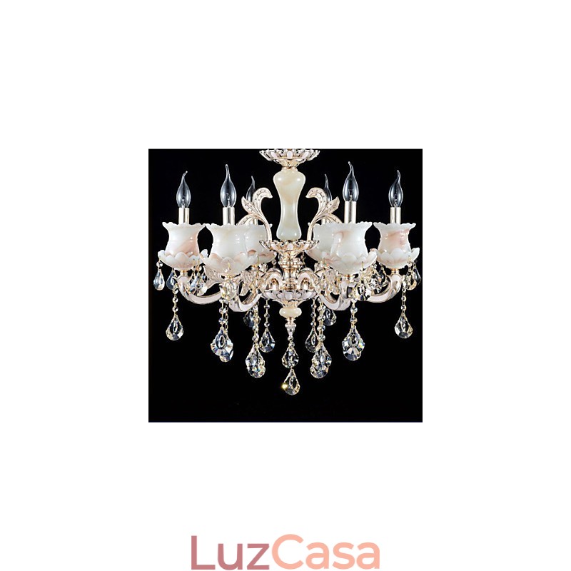 Luminária pendente de cristal de vela de liga de zinco estilo europeu