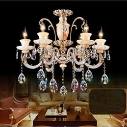 Luminária pendente de cristal jade de alta qualidade europeia Luminária pendente de liga de zinco com atmosfera Luminária pendente de cristal vela