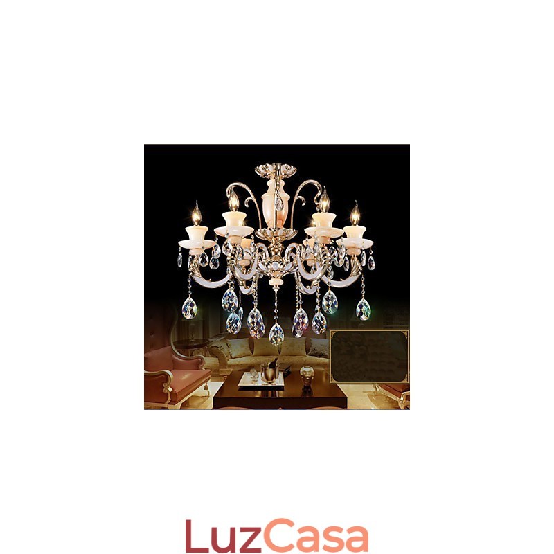 Luminária pendente de cristal jade de alta qualidade europeia Luminária pendente de liga de zinco com atmosfera Luminária pendente de cristal vela