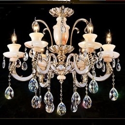 Luminária pendente de cristal jade de alta qualidade europeia Luminária pendente de liga de zinco com atmosfera Luminária pendente de cristal vela