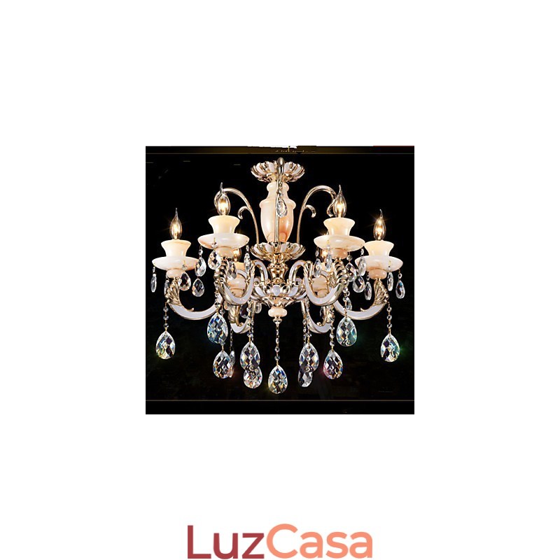 Luminária pendente de cristal jade de alta qualidade europeia Luminária pendente de liga de zinco com atmosfera Luminária pendente de cristal vela
