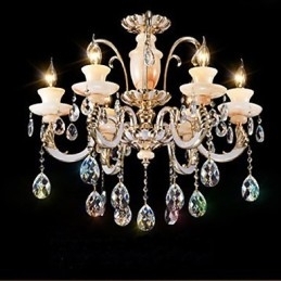 Luminária pendente de cristal jade de alta qualidade europeia Luminária pendente de liga de zinco com atmosfera Luminária pendente de cristal vela