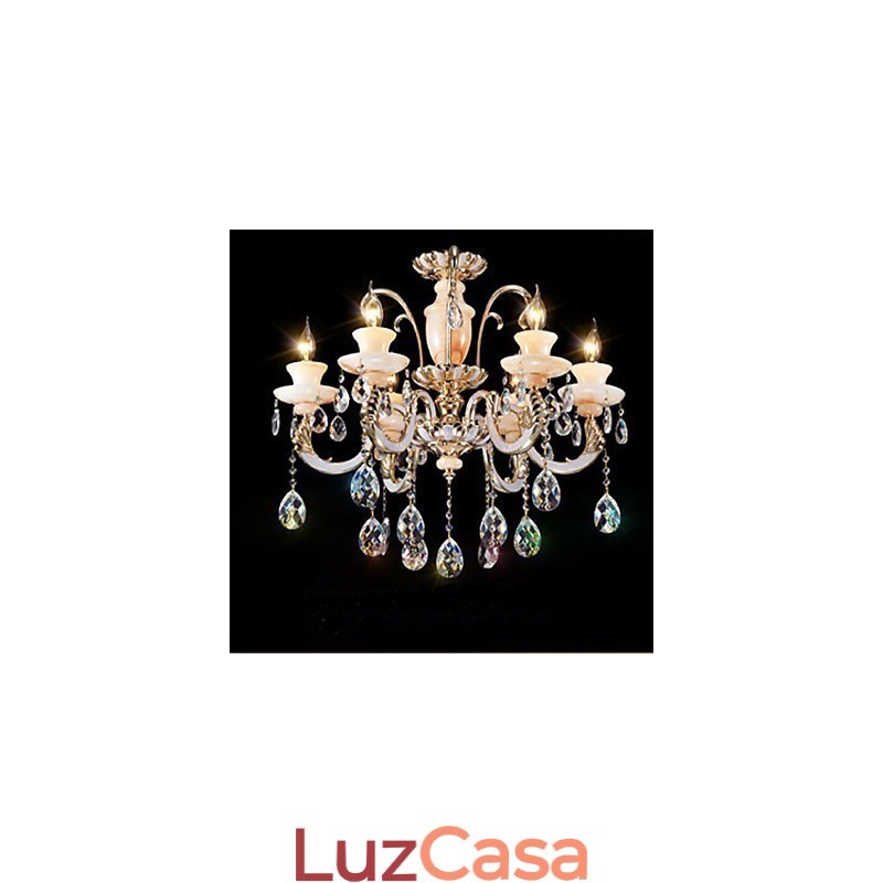 Luminária pendente de cristal jade de alta qualidade europeia Luminária pendente de liga de zinco com atmosfera Luminária pendente de cristal vela