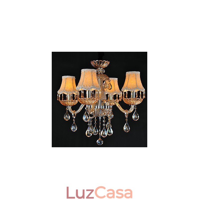 Lustre Cristal Retro Vidro 4 Luzes