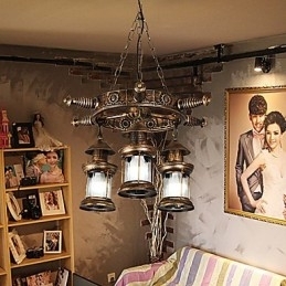 Lustre de metal rústico estilo chalé vintage retrô country globo pintura característica para designers de estilo mini