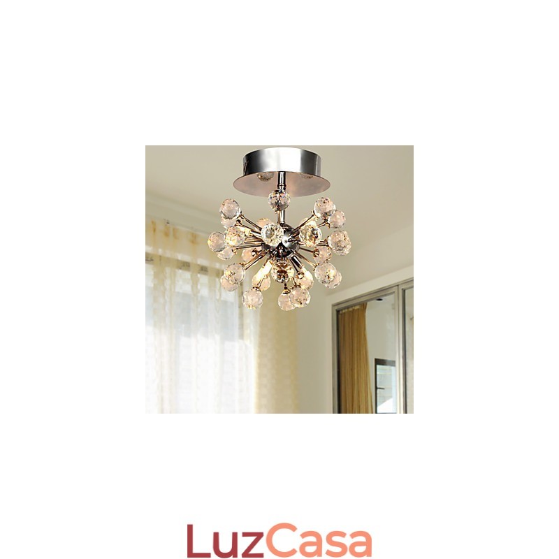Lustre moderno contemporâneo de cristal estilo mini metal cromado montagem embutida