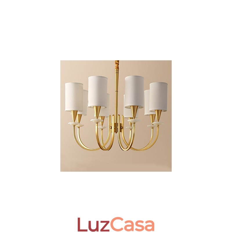 Lustre de latão puro Lustre decorativo de jade