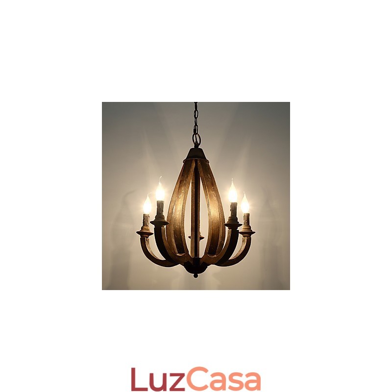 Pintura Vintage Recurso Mini Estilo Madeira Bambu Lustre Lâmpada Decorar Luminária Pendente