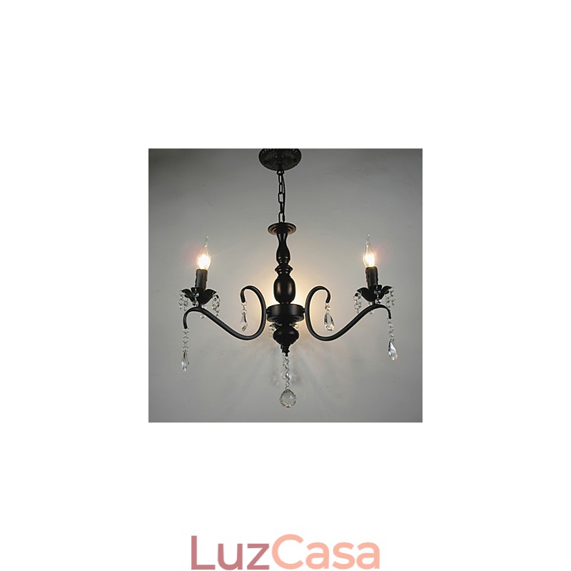 Lustre de cristal estilo europeu lâmpada de ferro forjado lâmpadas de vela criativas e lanternas