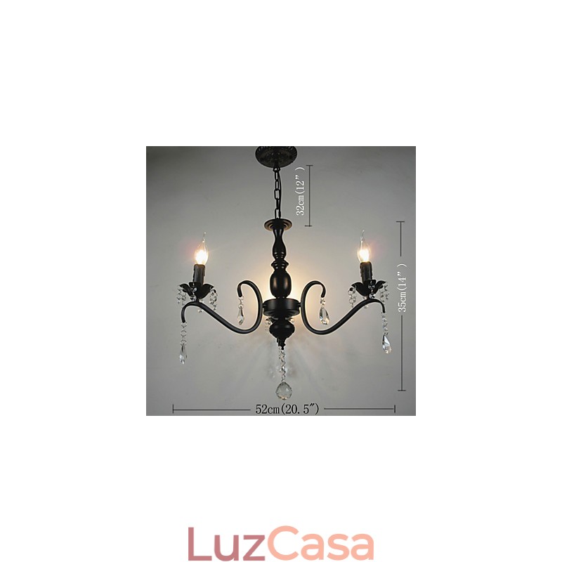 Lustre de cristal estilo europeu lâmpada de ferro forjado lâmpadas de vela criativas e lanternas